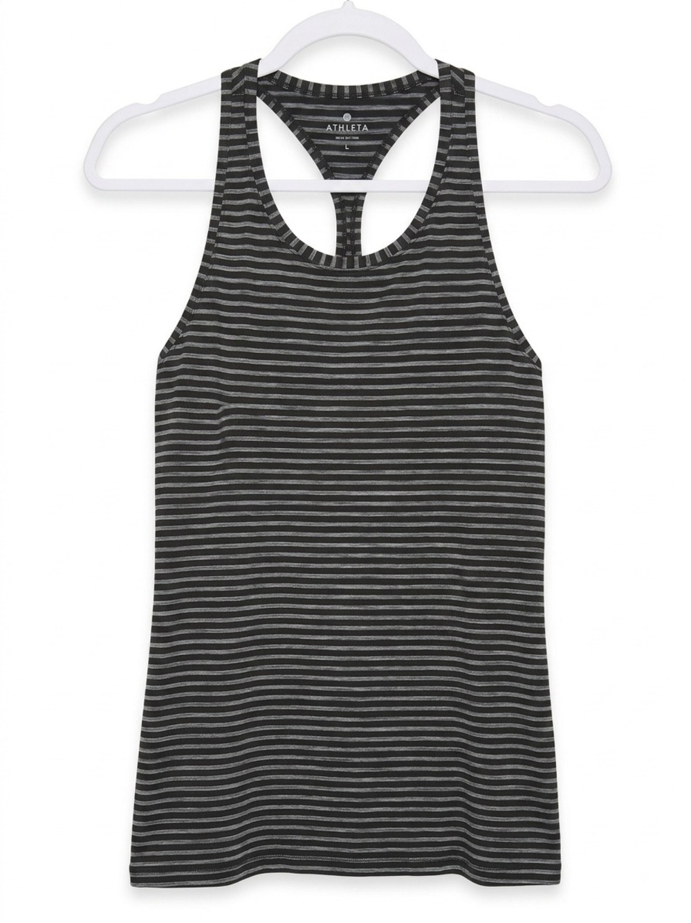 Athleta Black & Gray Striped Racerback Tank